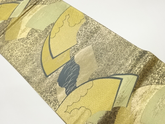 リサイクル　地紙に雲・芝草模様織出し袋帯